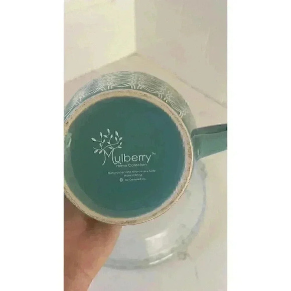 Mulberry Home Collection Tiffany Blue & White Geometric Wide Mouth Coffee Mug - Picture 7 of 7